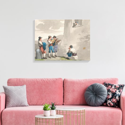 De Serenade (Liefde) (Romantische Scene) Canvas Afdruk (Insitu (Woonkamer))