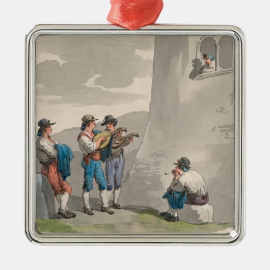 De Serenade (Liefde) (Romantische Scene) Metalen Ornament (Voorkant)