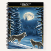De serenade van een wolf onder het volle maanlicht notitieboek (Voorkant)