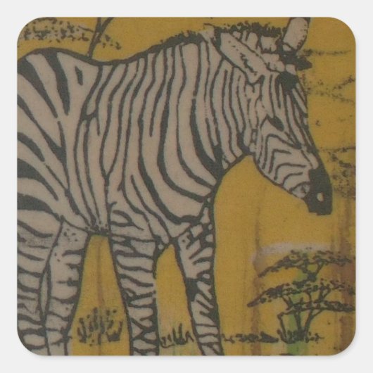 De Serengeti Spirit: Zebra Grazen in de Mara Vierkante Sticker (Voorkant)