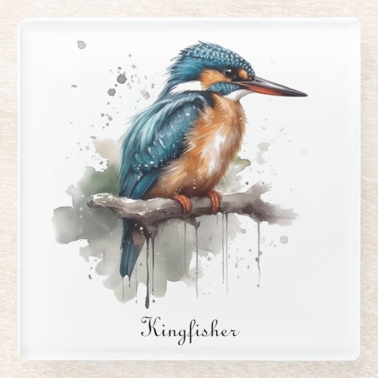 De sereniteit van de Kingfisher Glazen Onderzetter (Voorkant)
