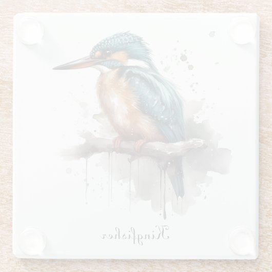 De sereniteit van de Kingfisher Glazen Onderzetter (Achterkant)