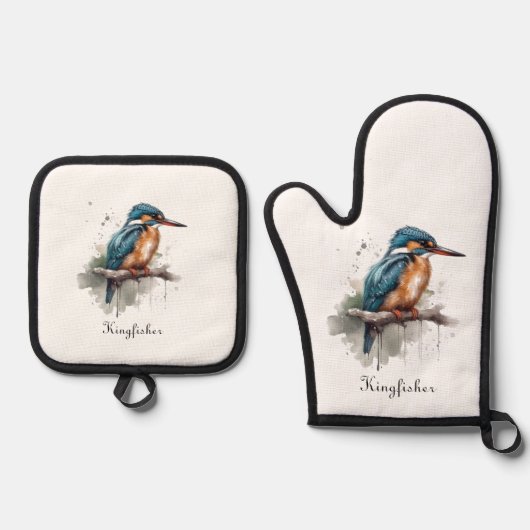 De sereniteit van de Kingfisher Ovenwant & Pannenlap Set (Voorkant)