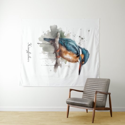 De sereniteit van de Kingfisher Wandkleed (In Situ (horizontaal))