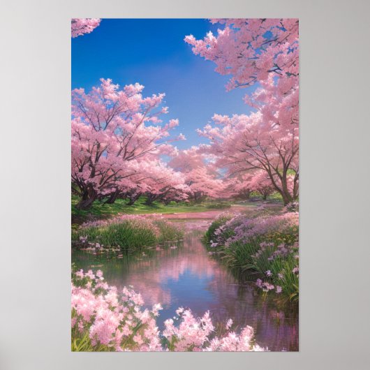 De sereniteit van Sakura River Poster (Voorkant)