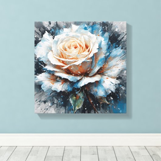 De sereniteit van wit en blauw canvas afdruk (Insitu (Houten vloer))