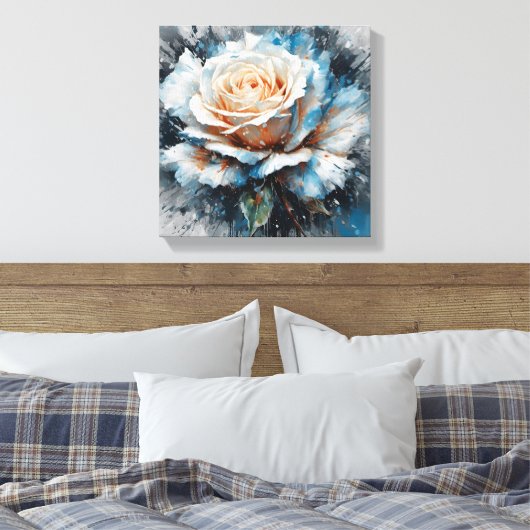 De sereniteit van wit en blauw canvas afdruk (Insitu (Slaapkamer))