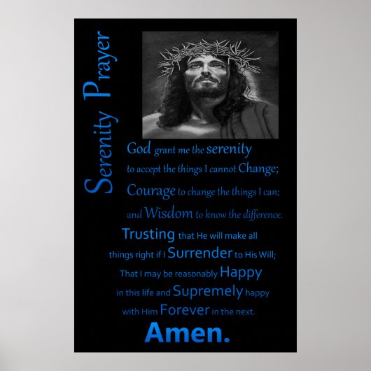 De serenity Prayer Blue Poster (Voorkant)