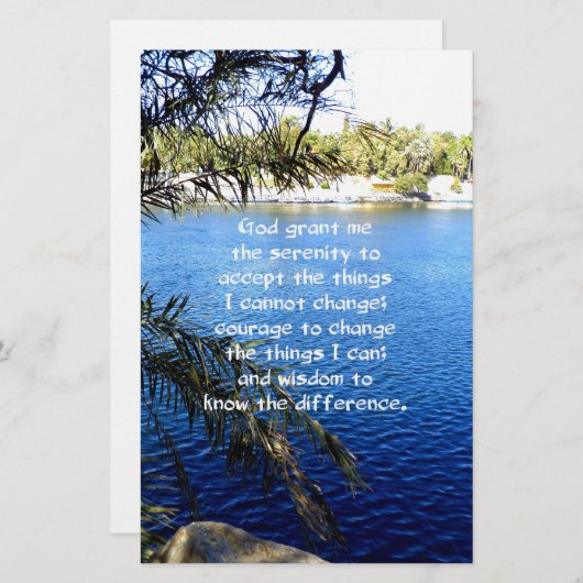 De Serenity Prayer Briefpapier (Voorkant / Achterkant)