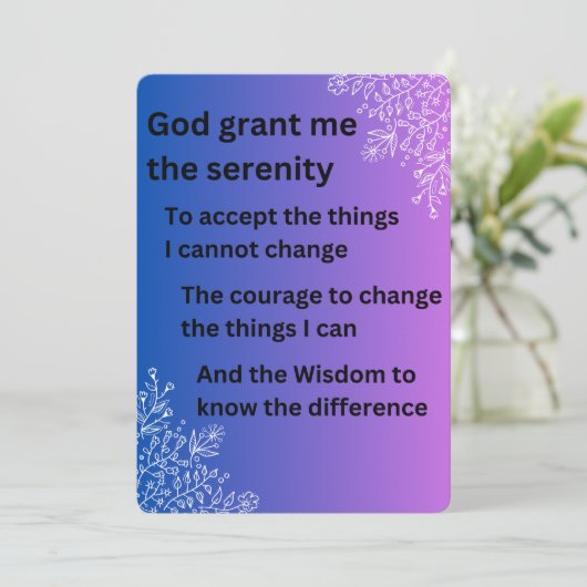 De Serenity Prayer Feestdagenkaart (Staand voorkant)