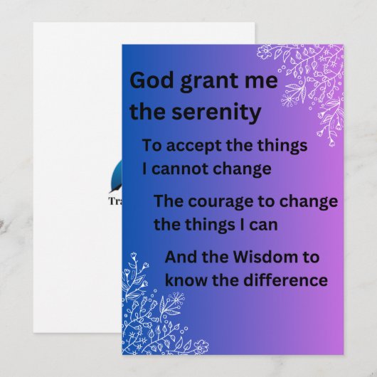 De Serenity Prayer Feestdagenkaart (Voorkant / Achterkant)