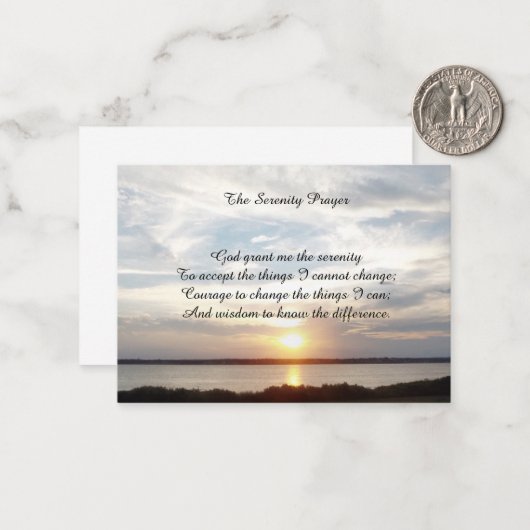 De Serenity Prayer Notitiekaartje (Voorkant / Achterkant in situ)