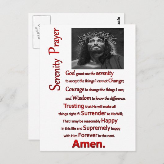De Serenity Prayer Red Briefkaart (Voorkant / Achterkant)