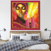 De Serenity van Shabbat Beauful African Woman Canvas Afdruk (Insitu (Slaapkamer))