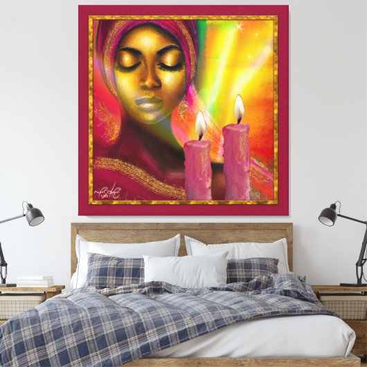 De Serenity van Shabbat Beauful African Woman Canvas Afdruk (Insitu (Slaapkamer))