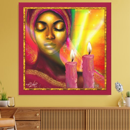 De Serenity van Shabbat Beauful African Woman Canvas Afdruk (Insitu (Woonkamer))