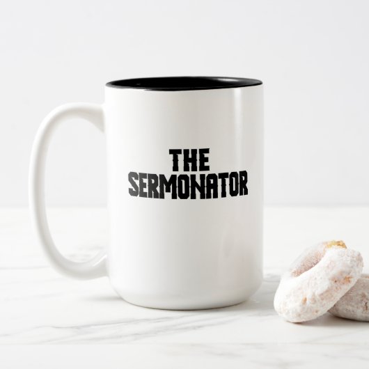 De sermonator-Mok Tweekleurige Koffiemok (Met donut)