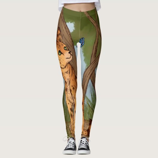De Serval en de Vlinder Leggings (Voorkant)