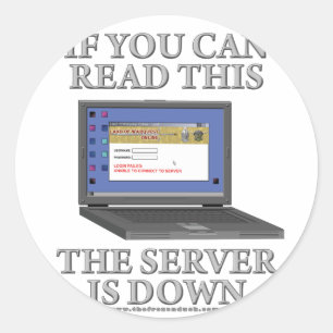De server is omlaag ronde sticker