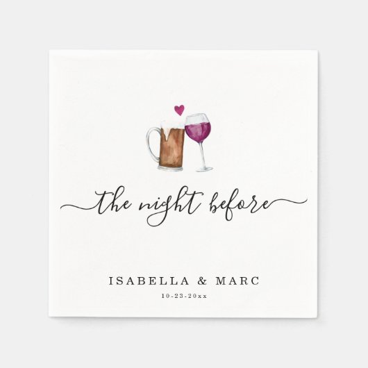 De servetten met wijn- en bierthema voor de avond (Voorkant)