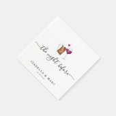 De servetten met wijn- en bierthema voor de avond (Hoek)