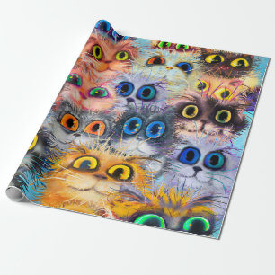 De set katten portretkunst, portret, dier, abstr cadeaupapier