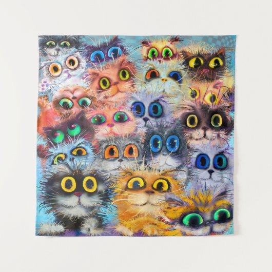 De set katten portretkunst, portret, dier, abstr wandkleed (Voorkant)