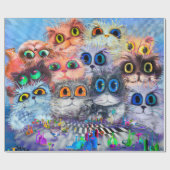De set portretten abstracte achtergrond van katten cadeaupapier (Vlak)