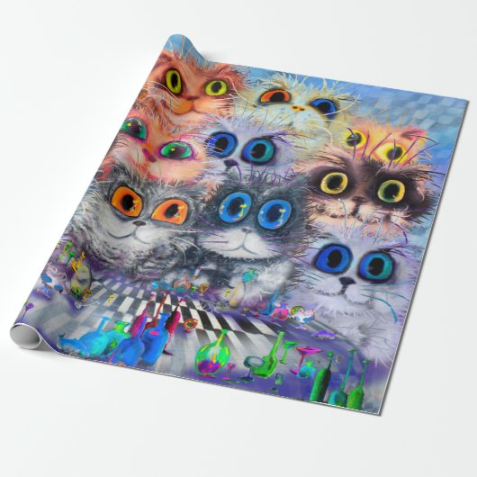 De set portretten abstracte achtergrond van katten cadeaupapier (Uitgerold)
