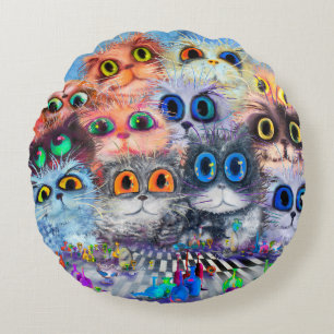 De set portretten abstracte achtergrond van katten rond kussen