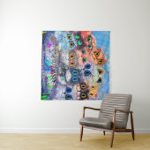 De set portretten abstracte achtergrond van katten wandkleed (In Situ (horizontaal))