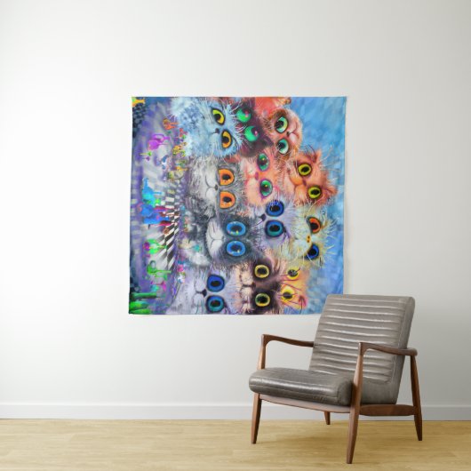 De set portretten abstracte achtergrond van katten wandkleed (In Situ (horizontaal))