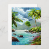 De Seychellen is een eilandengroep in de Seychelle Notitiekaartje (Voorkant / Achterkant)