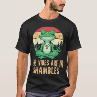 De Sfeer Is In De War Retro Grappige Kikker Yoga M T-shirt