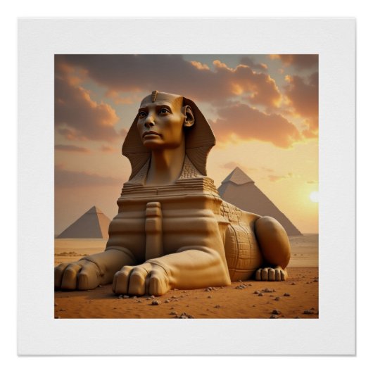 De Sfinx van Giza – Bewaker van de Piramides Perfect Poster (Voorkant)