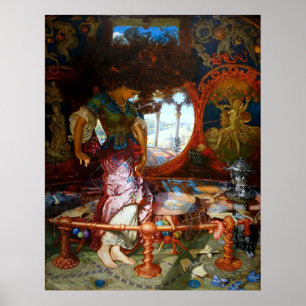 De Shalott-dame van Pre-Raphaelite William Hunt Poster