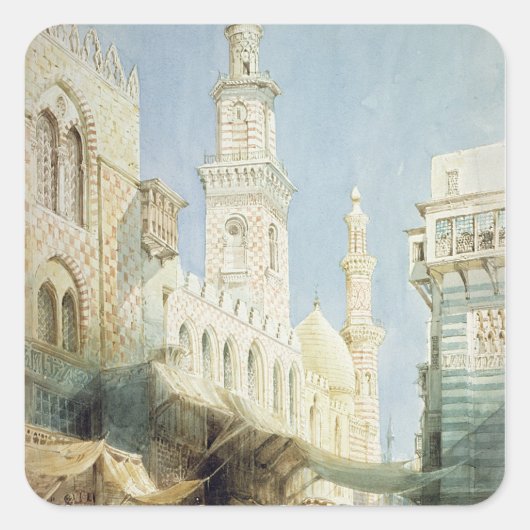 De sharia El Gohargiyeh, Caïro Vierkante Sticker (Voorkant)