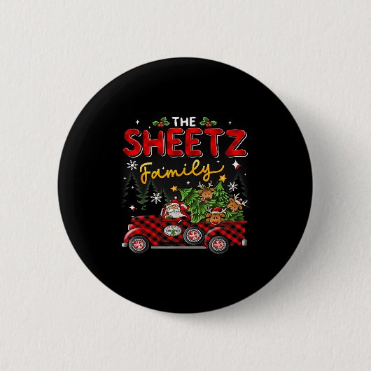 De Sheetz Familie Kerst Matching Pyjama Groep Ronde Button 5,7 Cm (Voorkant)