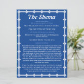 De Shema-bidkaart met blauwe rand in het Engels en (Staand voorkant)