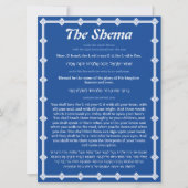 De Shema-bidkaart met blauwe rand in het Engels en (Voorkant)