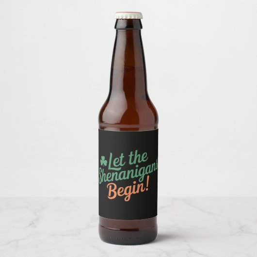 De Shenanigans moeten beginnen met de grappige Ier Bier Etiket (Voorkant)