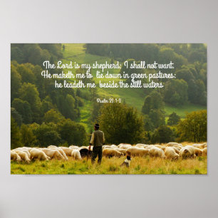 De Shepherd en zijn Sheep Psalm 23 Poster