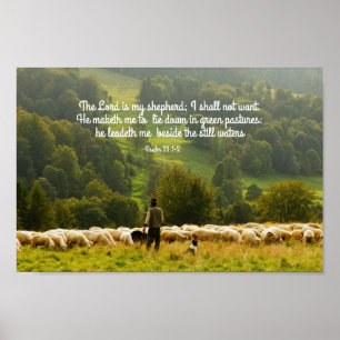 De Shepherd en zijn Sheep Psalm 23 Poster