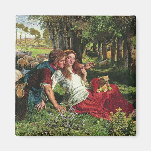 De Shepherd en zijn Vriendin (door Holman Hunt) Magneet (Voorkant)