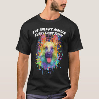 De Sheppy Ruikt Alles Vissig Duitse Herder T-shirt