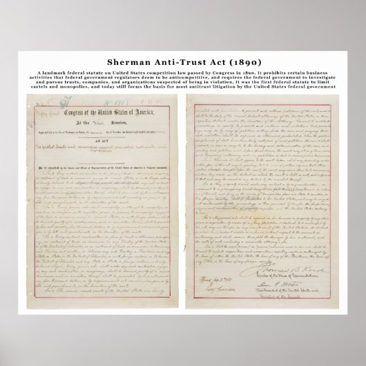 De Sherman Antitrust Act 2 juli 1890 Poster (Voorkant)
