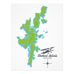 De Shetlandeilanden kaart Foto Afdruk