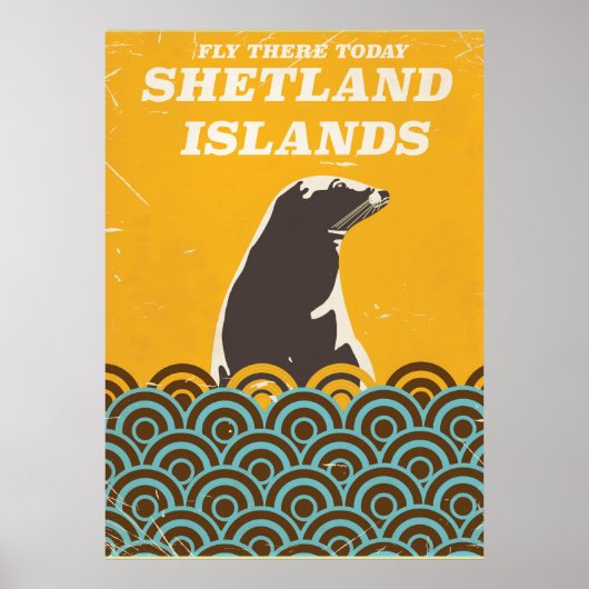 De Shetlandeilanden vintage reisposter Poster (Voorkant)