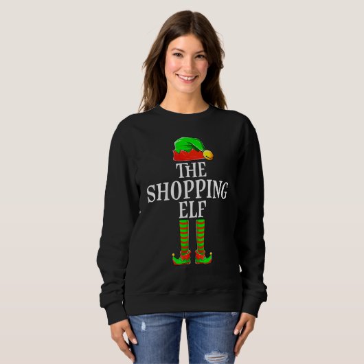 De Shopping Elf Vrouwen Meisje Kleding Kerstmis Ma Trui (Voorkant volledig)