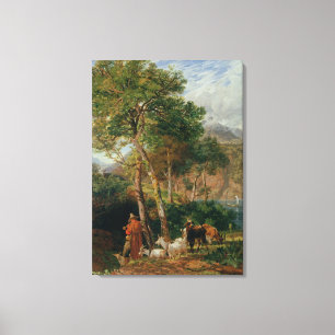 De Shores van het Lecco-meer Canvas Afdruk